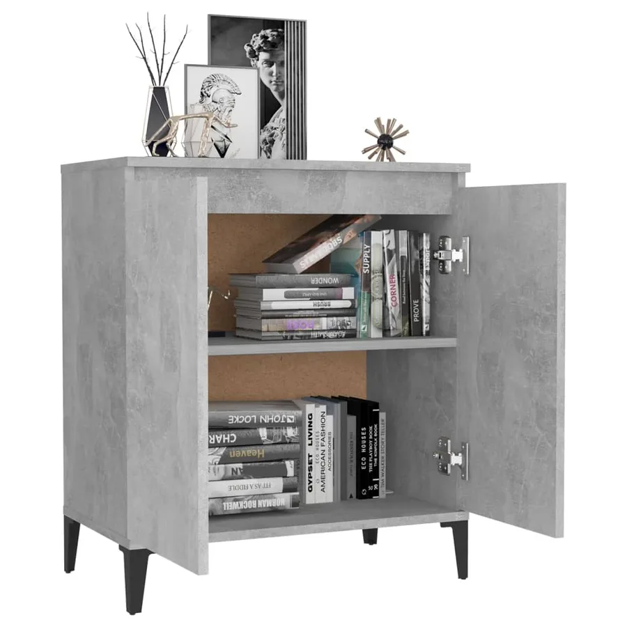 Buffet gris béton 60x35x70 cm bois d'ingénierie - 3