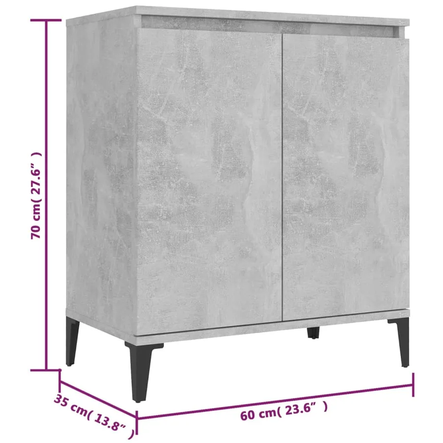 Buffet gris béton 60x35x70 cm bois d'ingénierie - 7