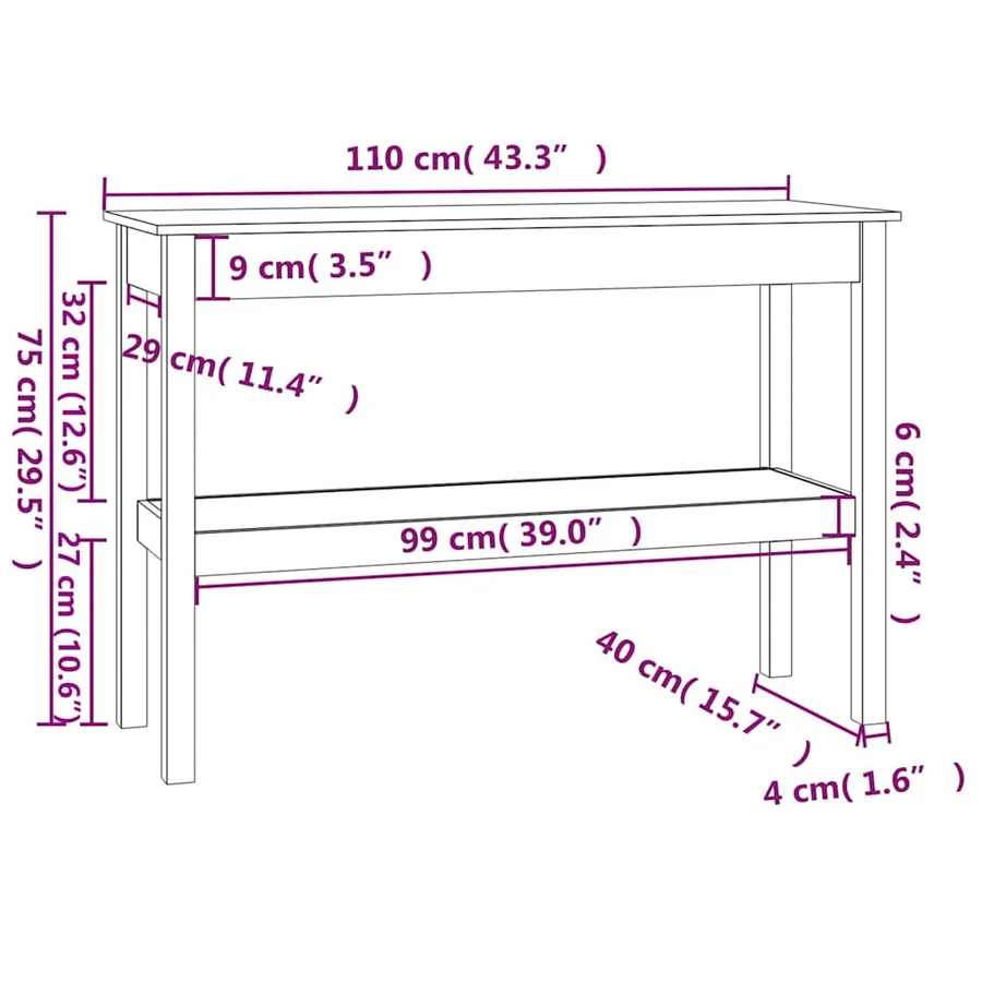 Table console 110x40x75 cm Bois massif de pin - 7
