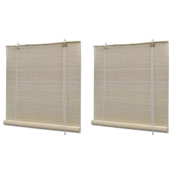 Stores à rouleau Bambou naturel 2 pcs 120x160 cm