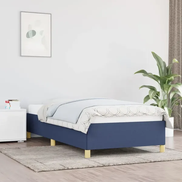 Cadre de lit sans matelas bleu 90x190 cm tissu