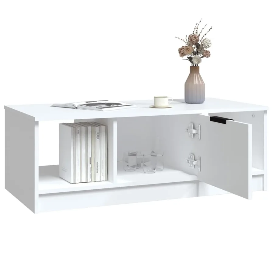 Table basse blanc 102x50x36 cm bois d'ingénierie - 6