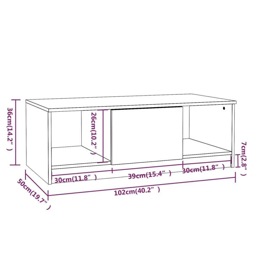 Table basse blanc 102x50x36 cm bois d'ingénierie - 8
