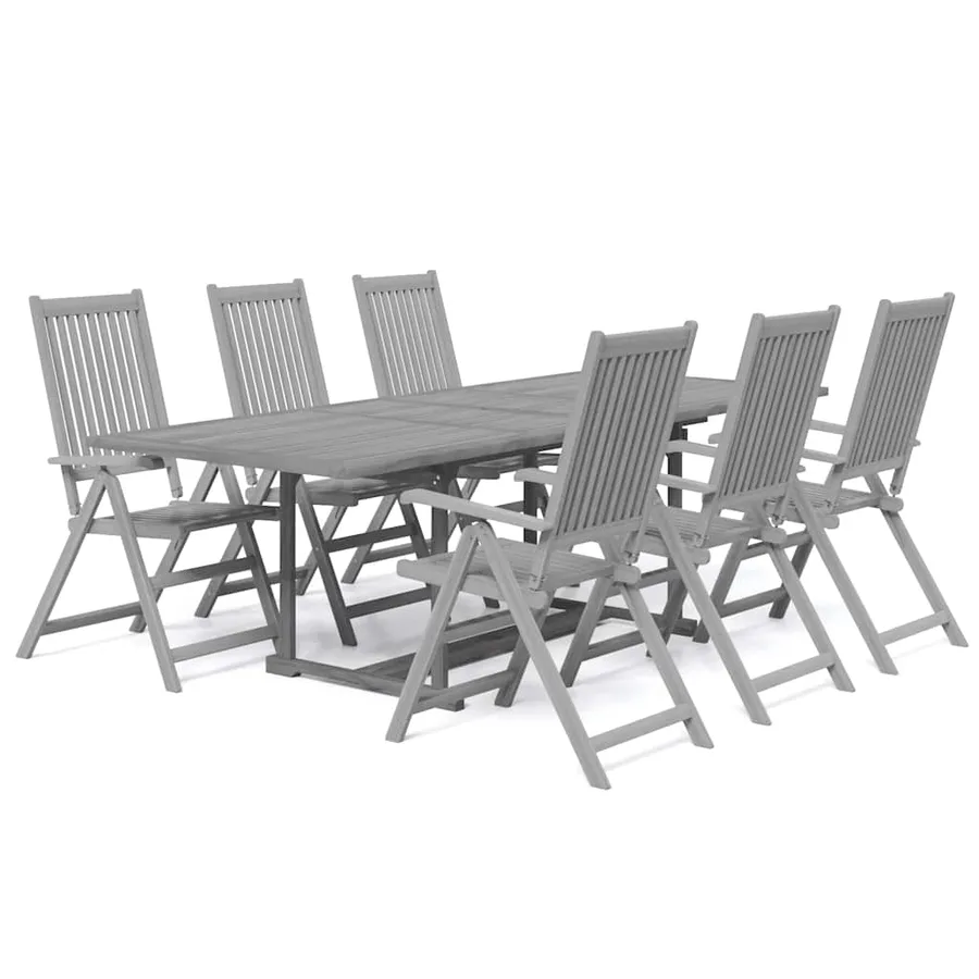 Ensemble à manger de jardin 7 pcs Bois d'acacia solide - 2