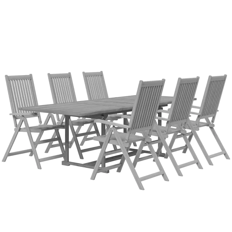 Ensemble à manger de jardin 7 pcs Bois d'acacia solide - 3