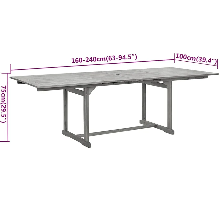 Ensemble à manger de jardin 7 pcs Bois d'acacia solide - 9