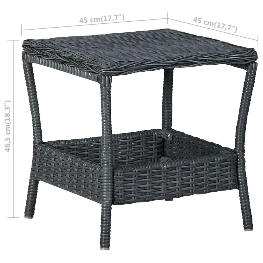 Salon de jardin 3 pcs avec coussins résine tressée gris foncé - 12