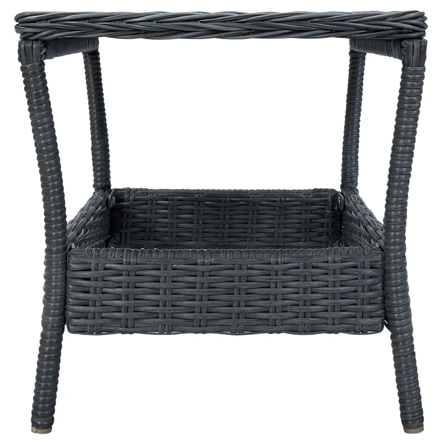 Salon de jardin 3 pcs avec coussins résine tressée gris foncé - 19