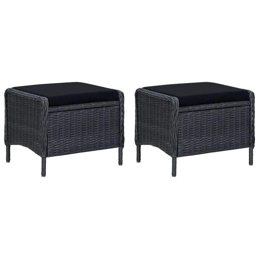 Salon de jardin 3 pcs avec coussins résine tressée gris foncé - 3