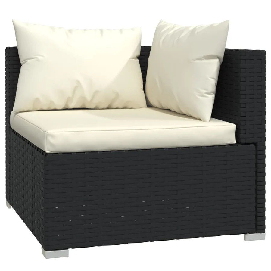 Salon de jardin 10 pcs avec coussins noir résine tressée - 3