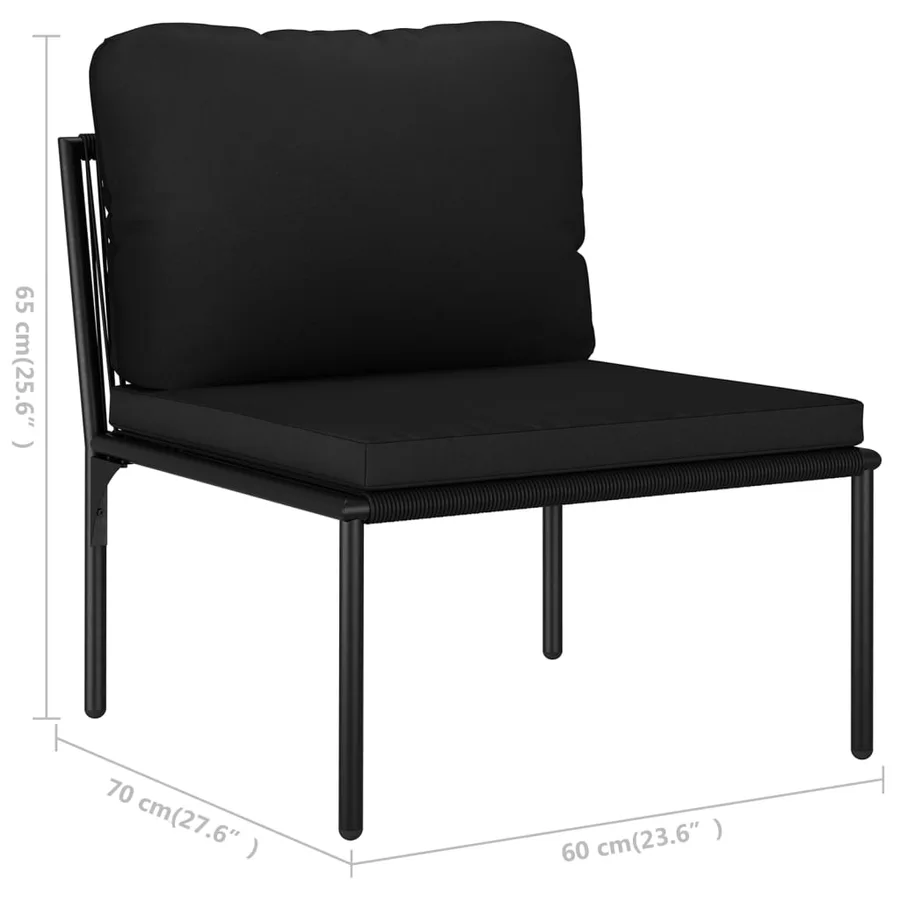 Salon de jardin 6 pcs avec coussins Noir PVC - 14