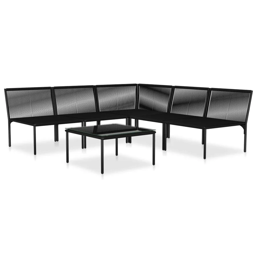 Salon de jardin 6 pcs avec coussins Noir PVC - 3