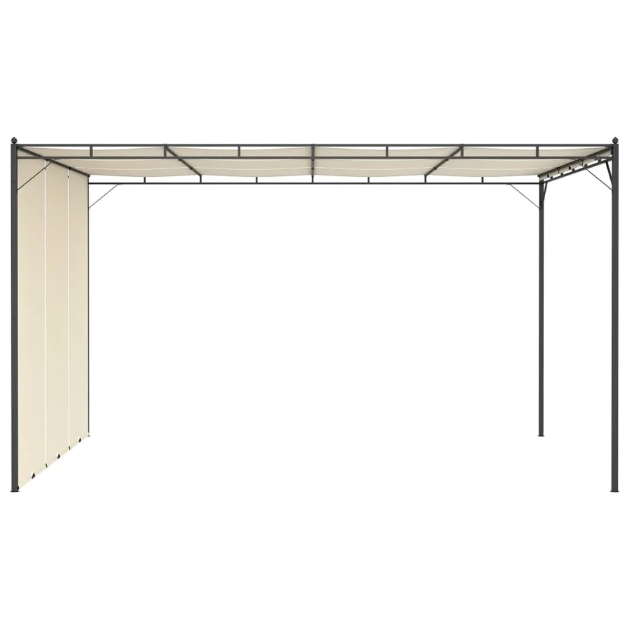 Belvédère de jardin avec rideau latéral 4x3x2,25 m Crème - 3