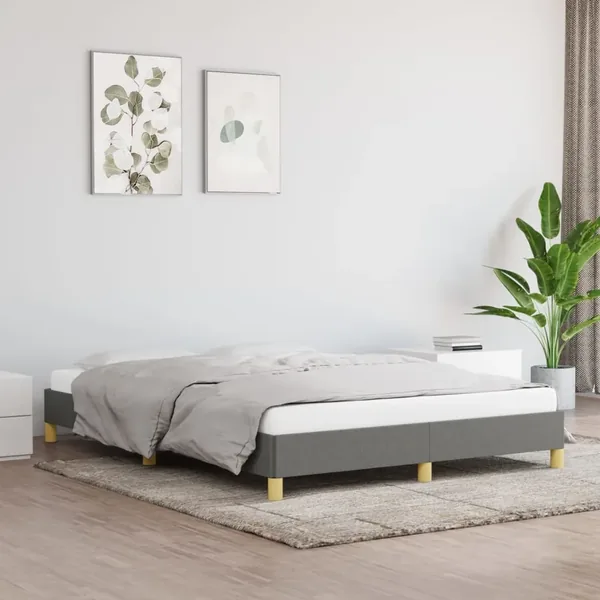 Cadre de lit sans matelas gris foncé 140x190 cm tissu