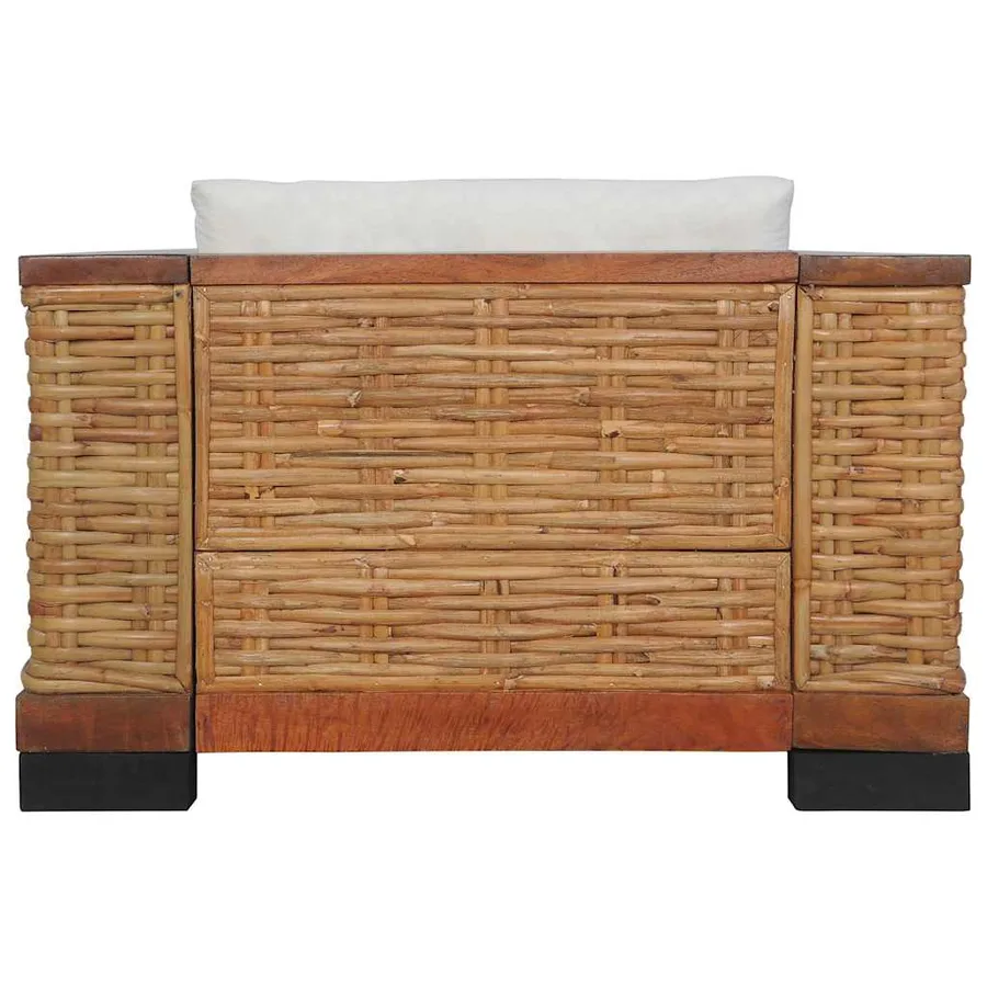 Fauteuil avec coussins Marron Rotin naturel - 3