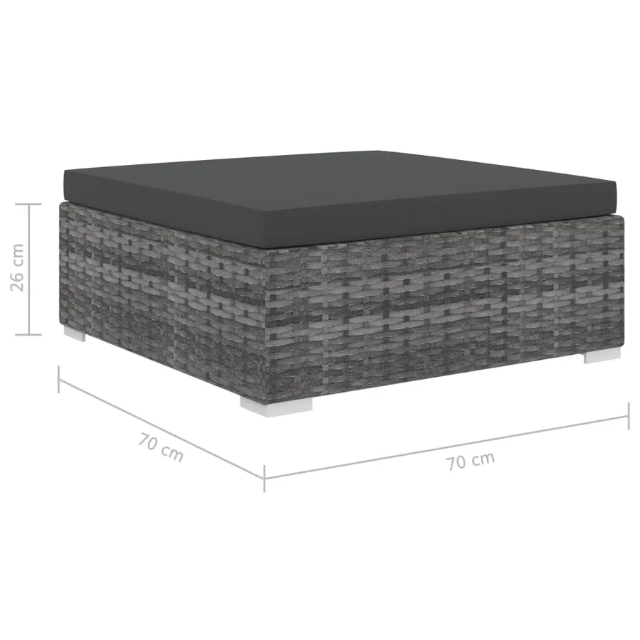 Salon de jardin 4 pcs avec coussins résine tressée gris - 10