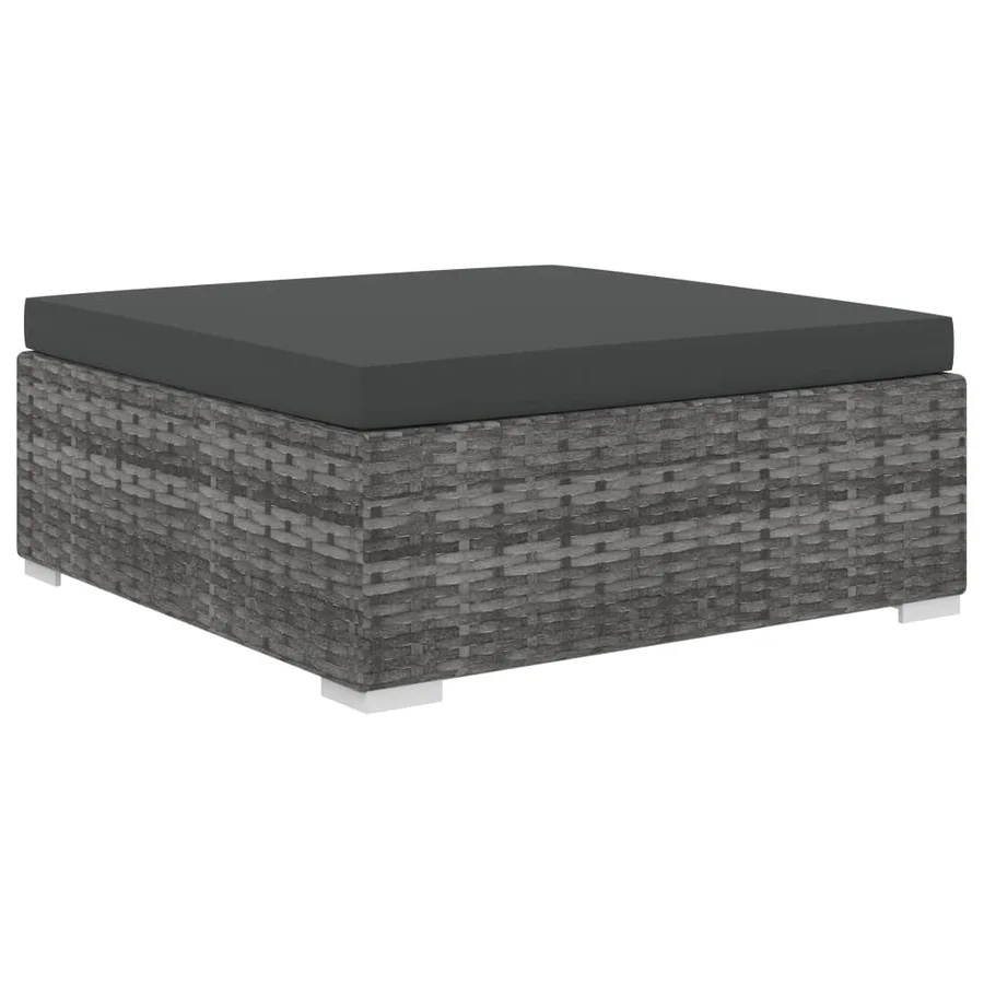 Salon de jardin 4 pcs avec coussins résine tressée gris - 6