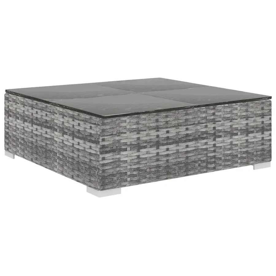 Salon de jardin 4 pcs avec coussins résine tressée gris - 7