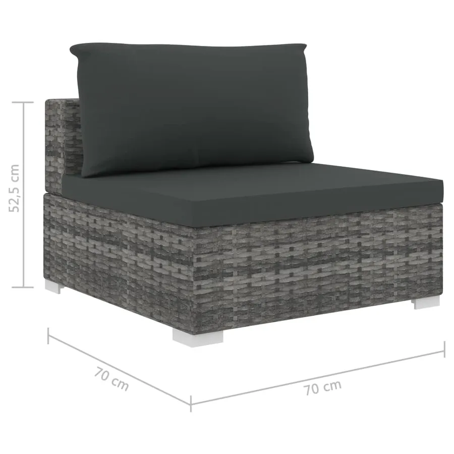 Salon de jardin 4 pcs avec coussins résine tressée gris - 9