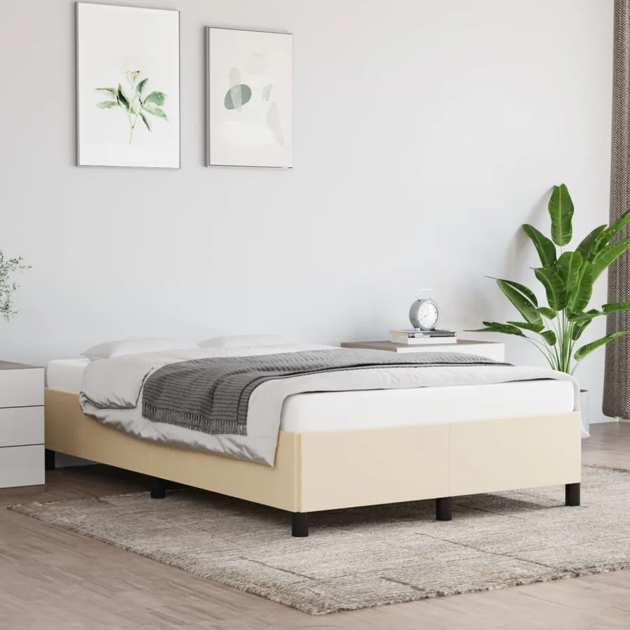 Cadre de lit sans matelas crème 120x200 cm tissu