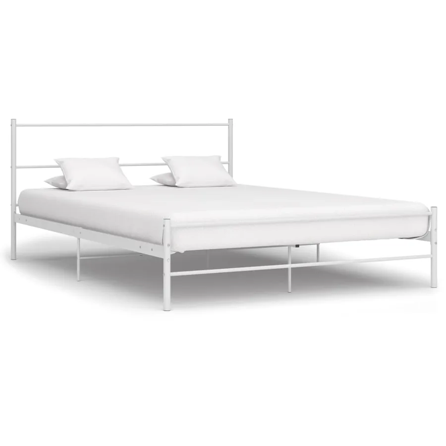 Cadre de lit sans matelas blanc métal 140x200 cm