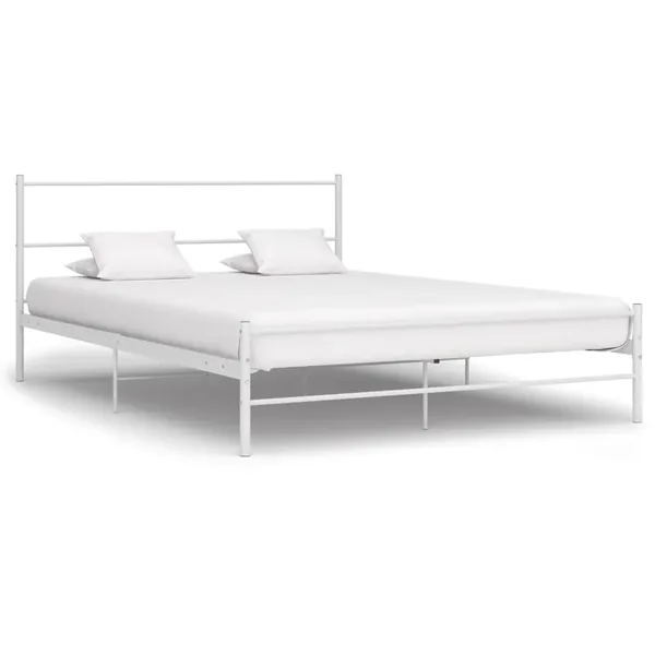 Cadre de lit sans matelas blanc métal 140x200 cm