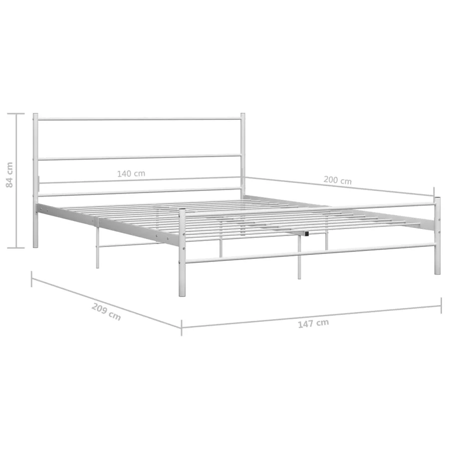 Cadre de lit sans matelas blanc métal 140x200 cm - 7