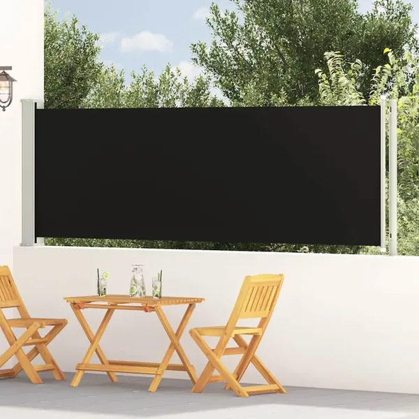 Auvent latéral rétractable de patio 117x600 cm Noir