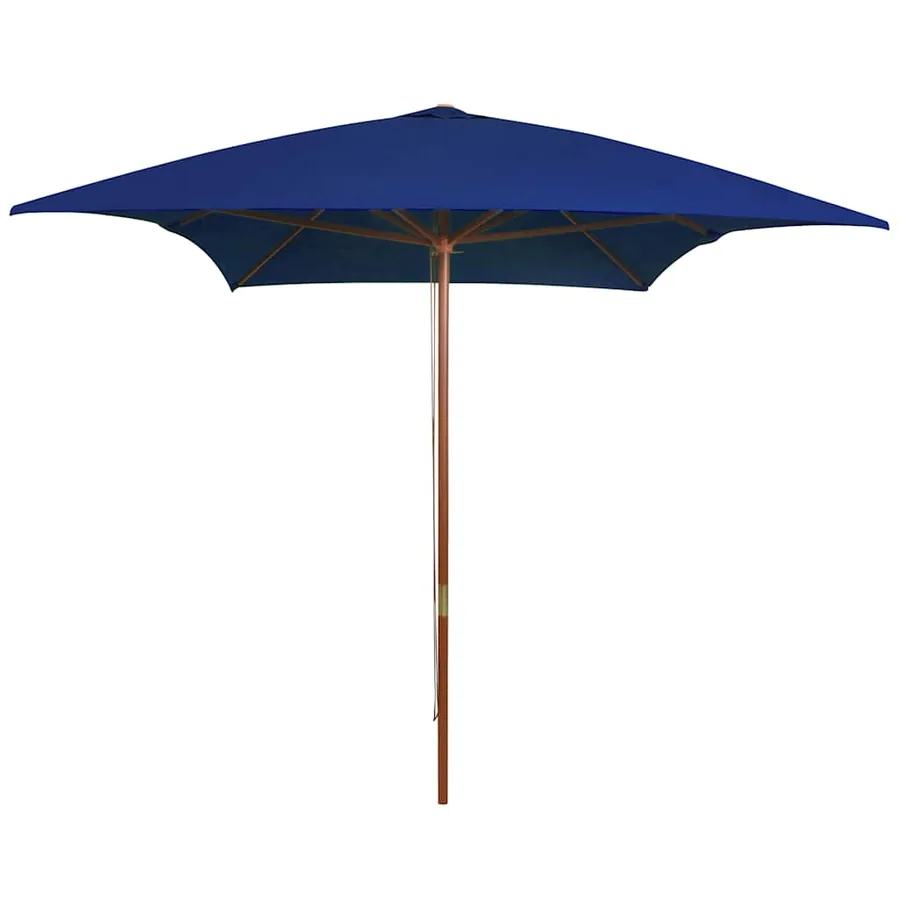 Parasol de jardin avec mât en bois bleu 200x300 cm