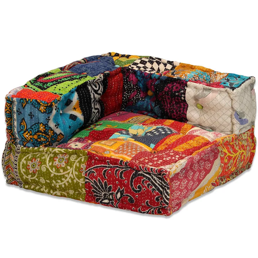 Pouf modulaire à 4 places Patchwork Tissu - 11