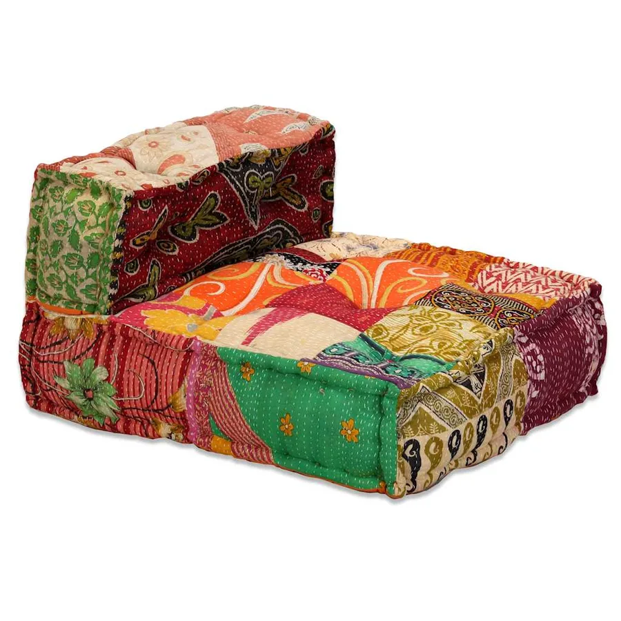 Pouf modulaire à 4 places Patchwork Tissu - 14