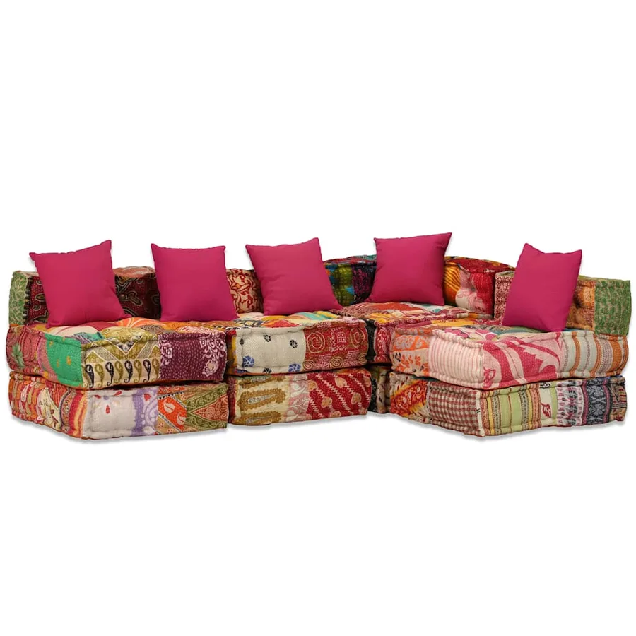 Pouf modulaire à 4 places Patchwork Tissu - 20