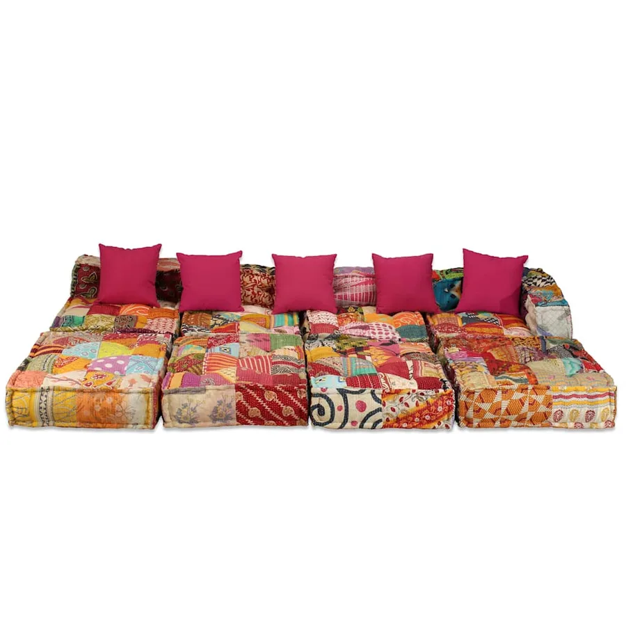 Pouf modulaire à 4 places Patchwork Tissu - 3