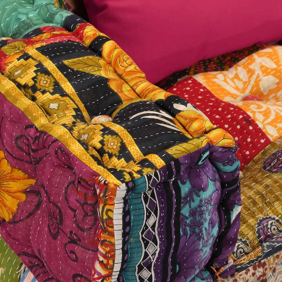 Pouf modulaire à 4 places Patchwork Tissu - 6
