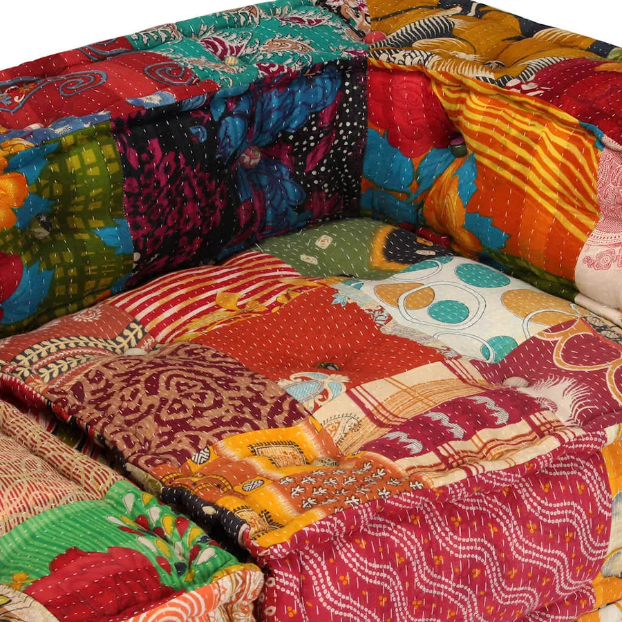 Pouf modulaire à 4 places Patchwork Tissu - 8