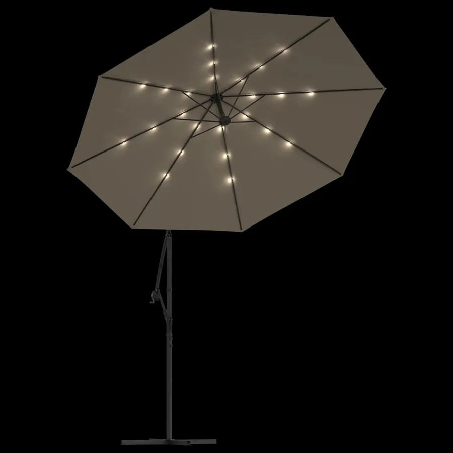 Parasol de jardin en porte-à-faux et lumières LED mât en acier - 5