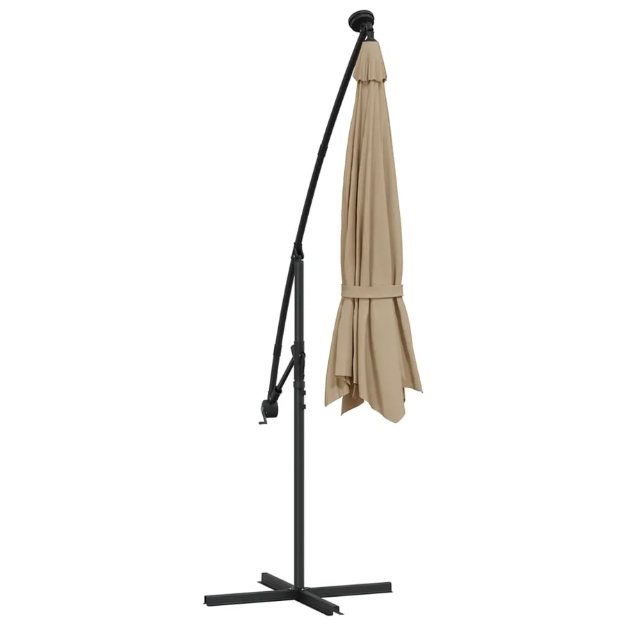 Parasol de jardin en porte-à-faux et lumières LED mât en acier - 7