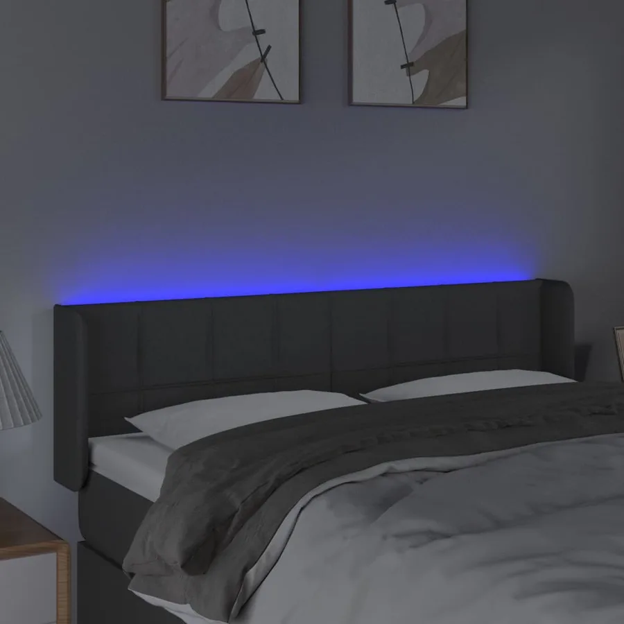 Tête de lit à LED Gris foncé 147x16x78/88 cm Tissu - 4