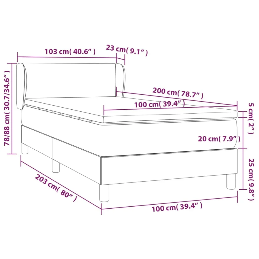 Sommier à lattes de lit avec matelas Gris clair 100x200cm Tissu - 7