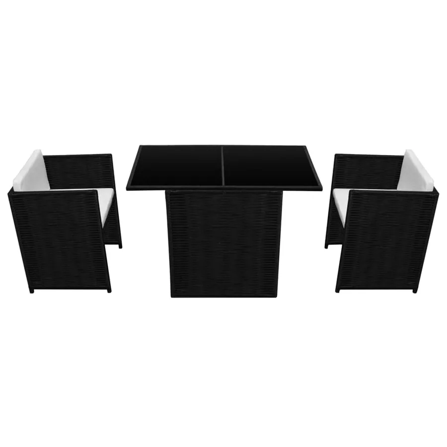 Ensemble de bistrot 3 pcs avec coussins Résine tressée Noir - 4