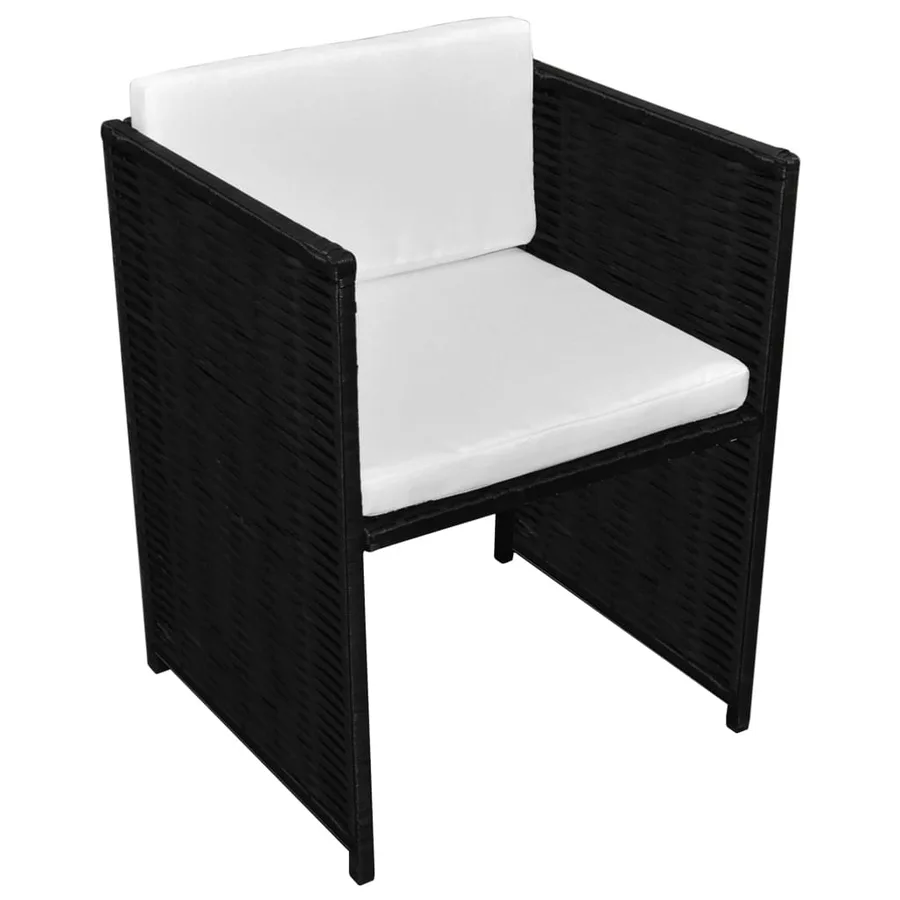 Ensemble de bistrot 3 pcs avec coussins Résine tressée Noir - 6