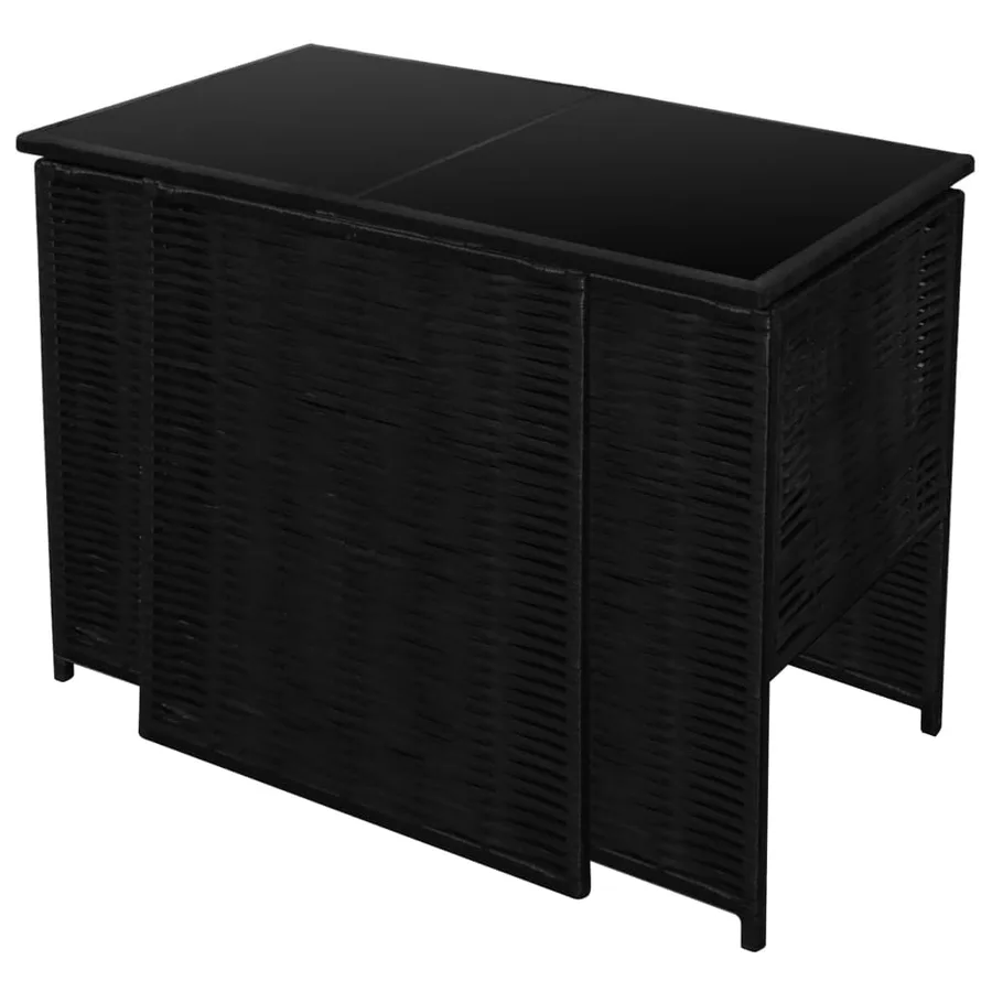 Ensemble de bistrot 3 pcs avec coussins Résine tressée Noir - 7