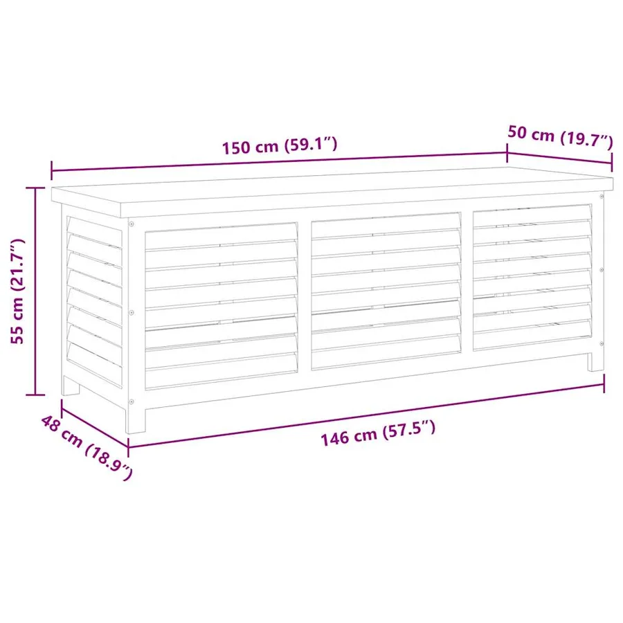 Boîte de rangement de jardin 150x50x55 cm Eucalyptus solide - 10