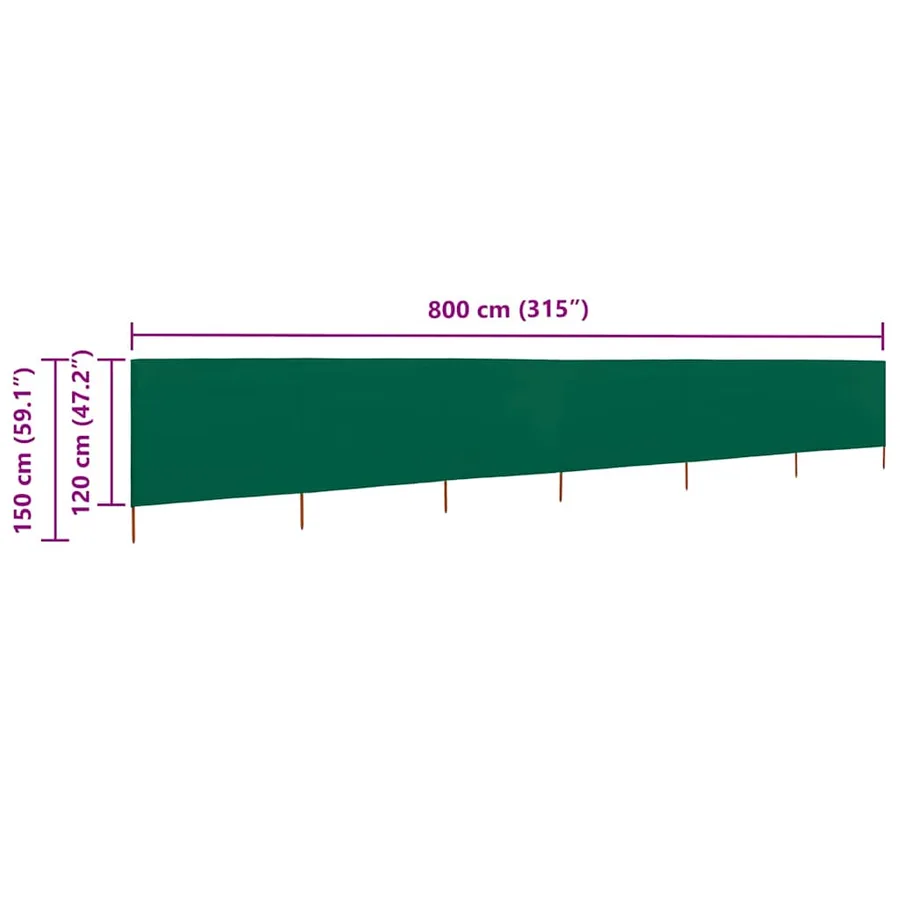 Paravent 6 panneaux Tissu 800 x 120 cm Vert - 6