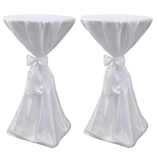 Housse de table blanche avec ruban 80 cm 2 pièces