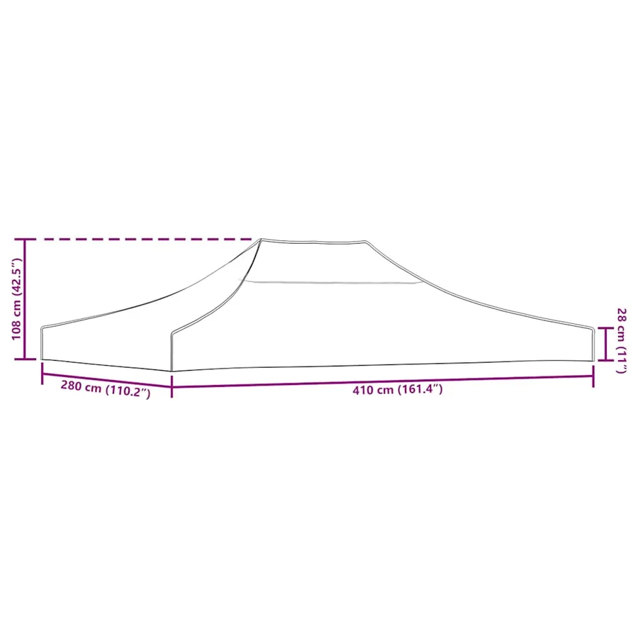 Toit de tente de réception 4x3 m Taupe 270 g/m² - 7