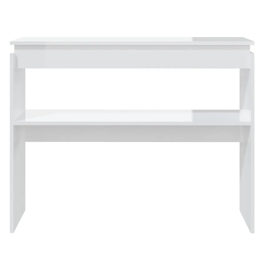 Table console blanc brillant 102x30x80 cm bois d'ingénierie - 3