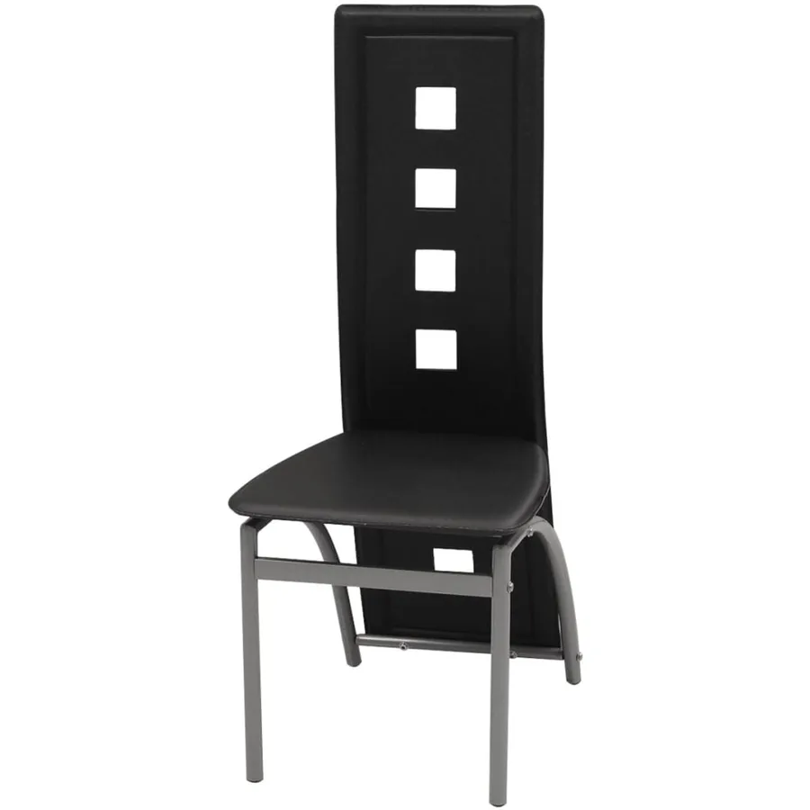 Chaises à manger lot de 6 noir similicuir - 3