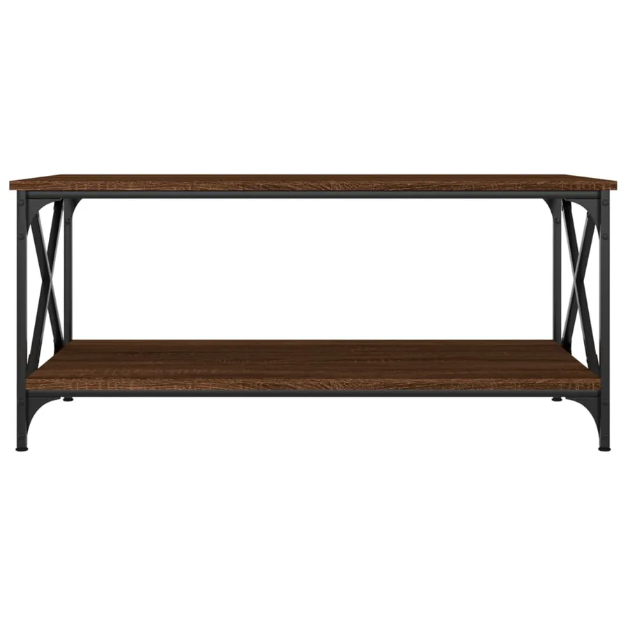 Table basse Chêne marron 100x50x45 cm Bois d'ingénierie et fer - 4