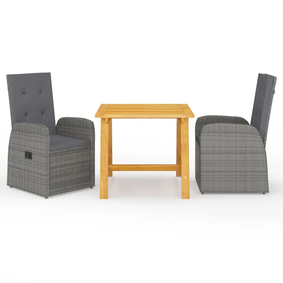 Ensemble à manger de jardin 3 pcs Gris
